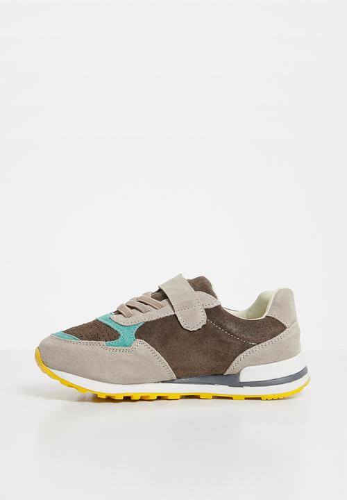 Pop Candy - Kids leather combo strap and lace sneaker - blue