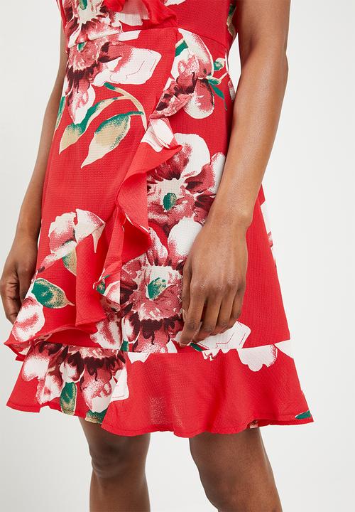 Revenge - Frilled wrap over dress - red