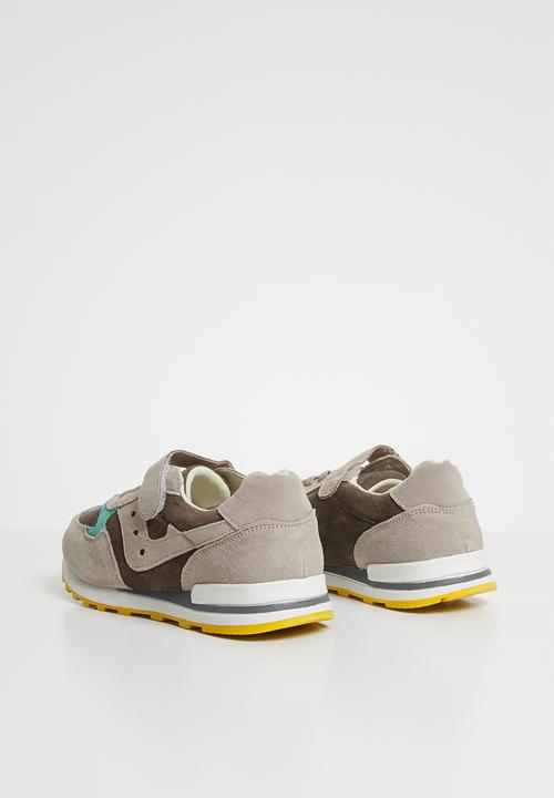 Pop Candy - Leather combo strap and lace sneaker - green & grey