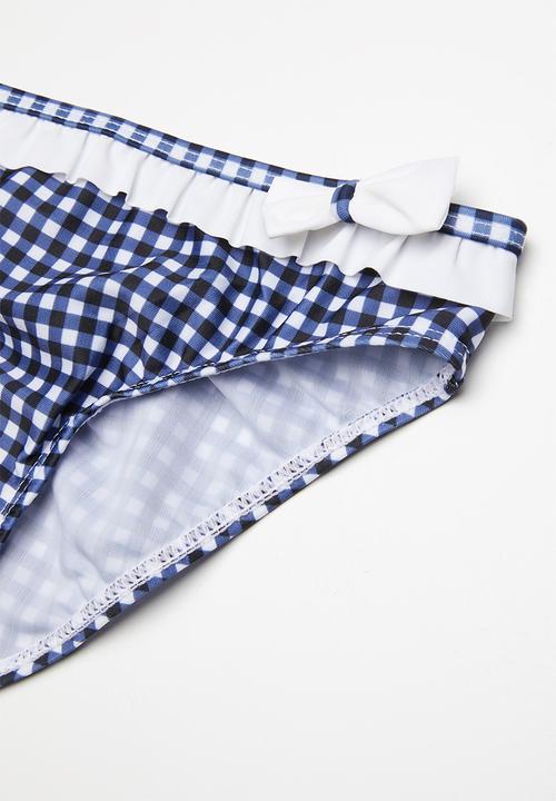 Pop Candy - Gingham check frill bikini - blue & white