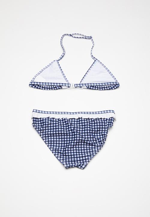 Pop Candy - Gingham check frill bikini - blue & white