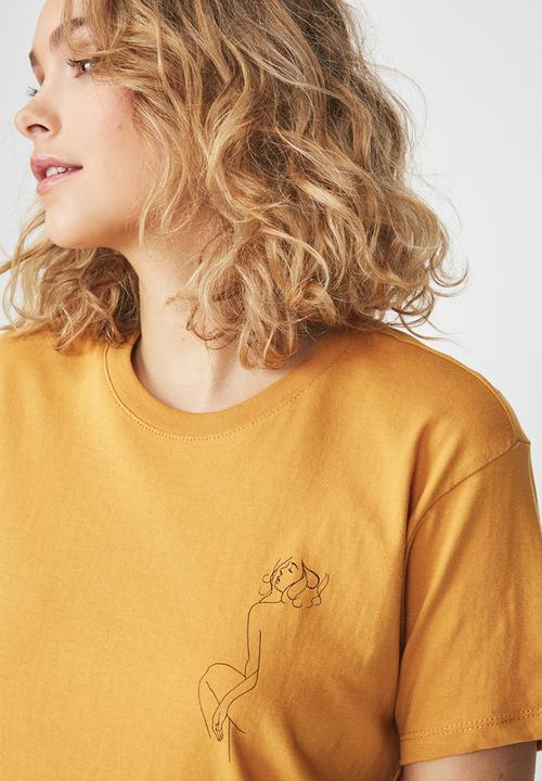 Cotton On - Tbar fox graphic T-shirt - tan