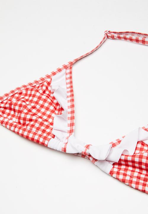 Pop Candy - Gingham check frill bikini - red