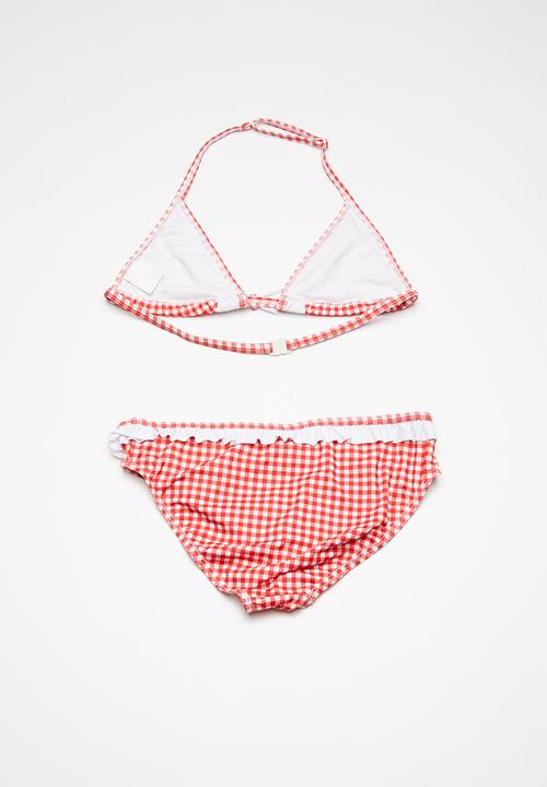 Pop Candy - Gingham check frill bikini - red