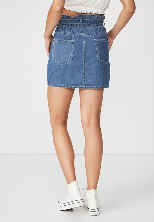 Cotton On - Paperbag denim skirt - blue
