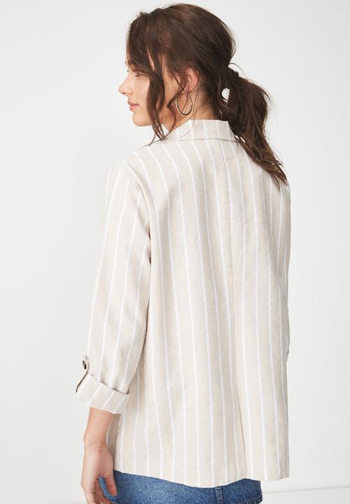 Cotton On - Deconstructed soft blazer - beige & white 