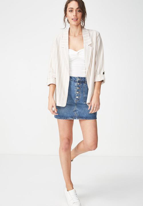 Cotton On - Deconstructed soft blazer - beige & white 