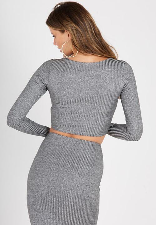 Supré  - Luxe rib long sleeve crop - grey
