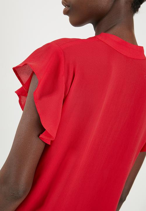 Superbalist - Ruffle sleeve key hole blouse - red