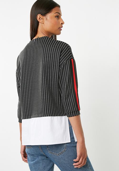 Superbalist - Upstyled twofer top - black & white 