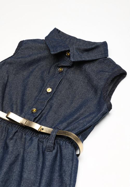 Twin Clothing - Top buttoned up denim shirt dress - blue
