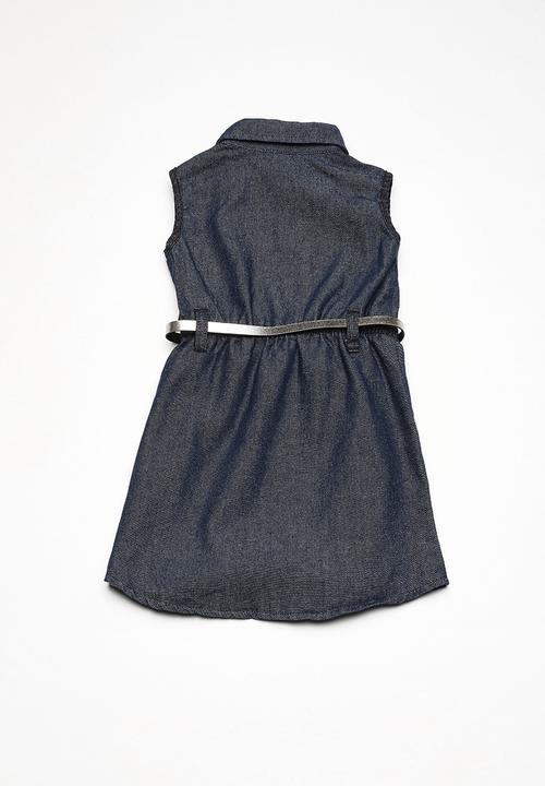 Twin Clothing - Top buttoned up denim shirt dress - blue