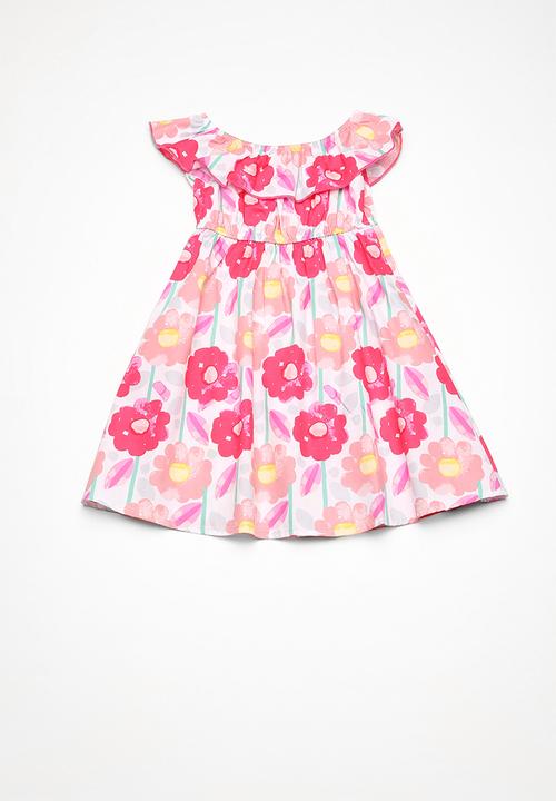 Twin Clothing - Frill flower print dress - pink