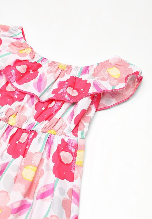Twin Clothing - Frill flower print dress - pink