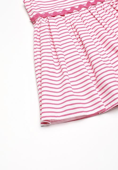 Twin Clothing - Cross over stripe print dress - pink