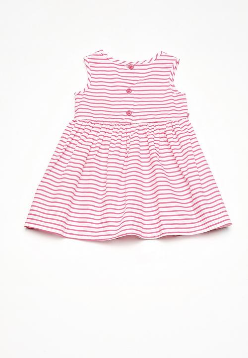 Twin Clothing - Cross over stripe print dress - pink
