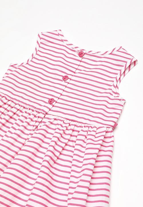 Twin Clothing - Cross over stripe print dress - pink