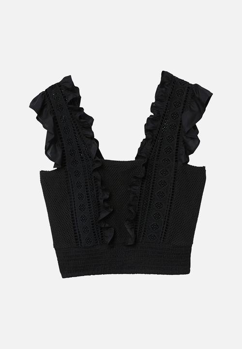 MANGO - Openwork top - black