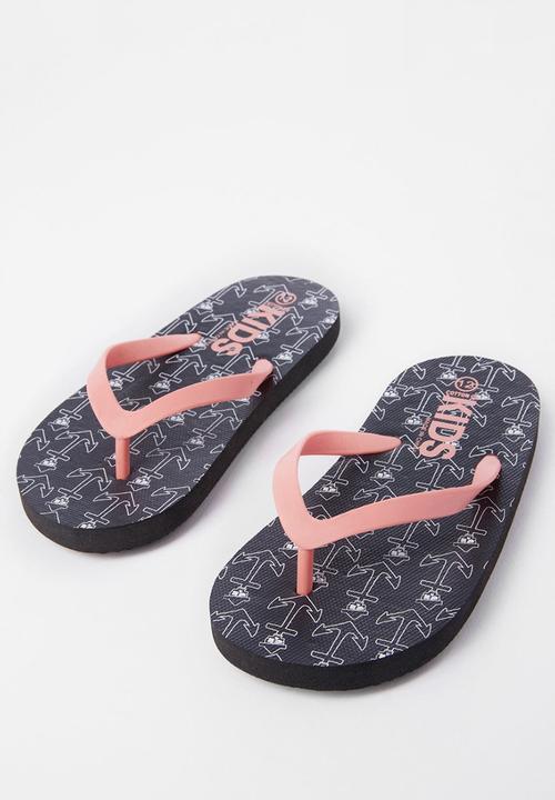 Cotton On - Printed flip flop - black & peach 