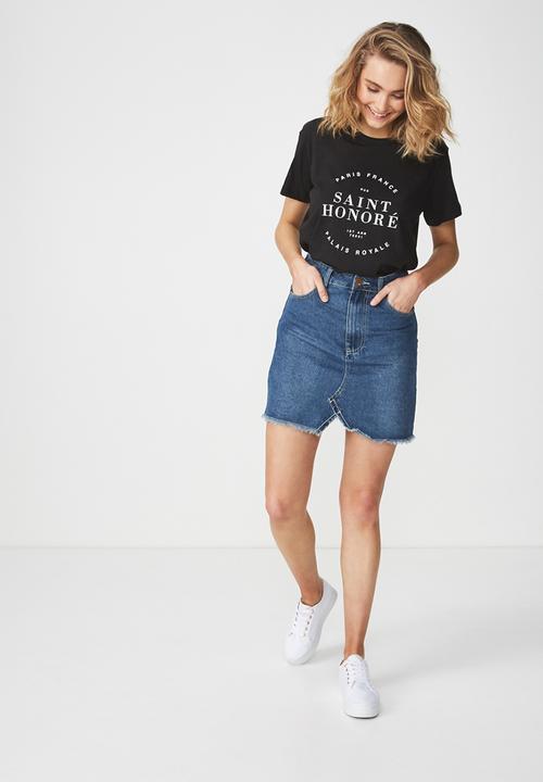 Cotton On - Tbar fox graphic T-shirt - black