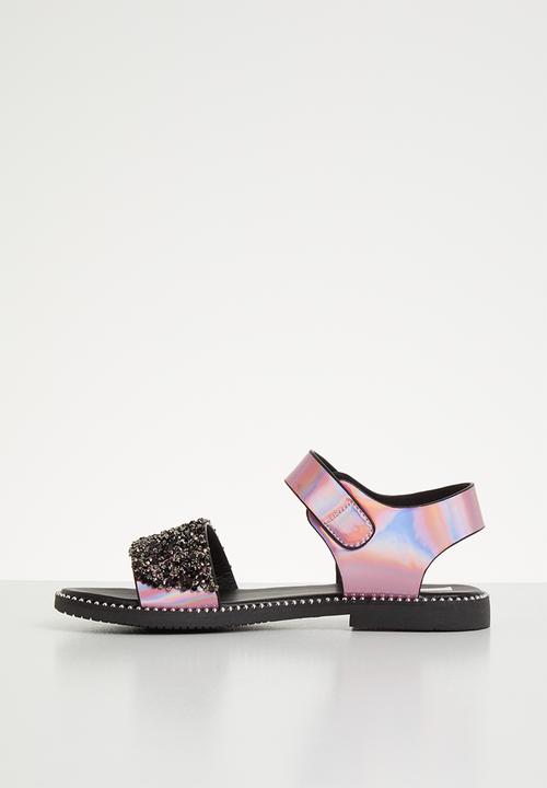 Pop Candy - Glitter metallic sandal - pink & black 