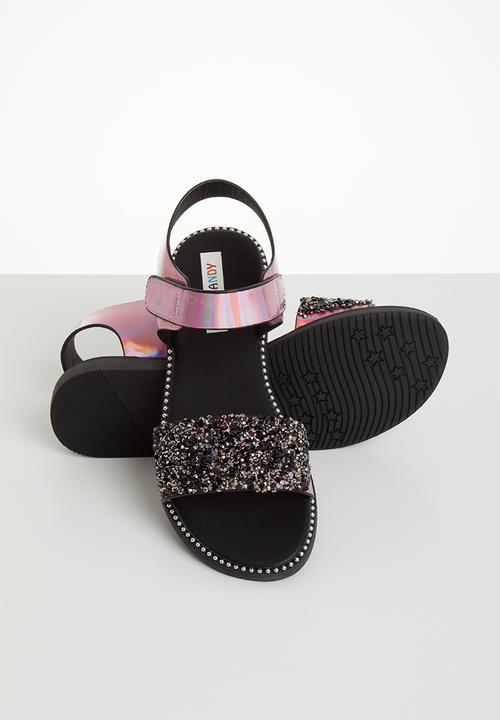 Pop Candy - Glitter metallic sandal - pink & black 