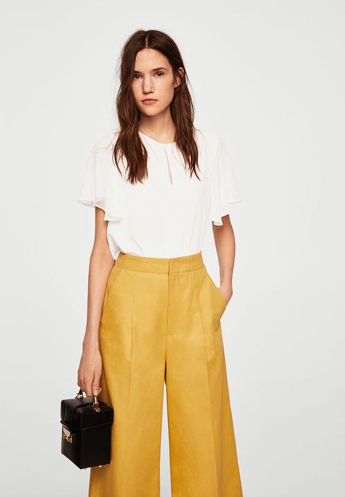 MANGO - Flared sleeve blouse - white