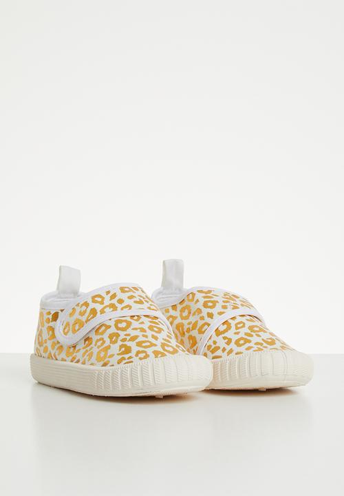 Pop Candy - Velcro strap sneaker - white &  gold