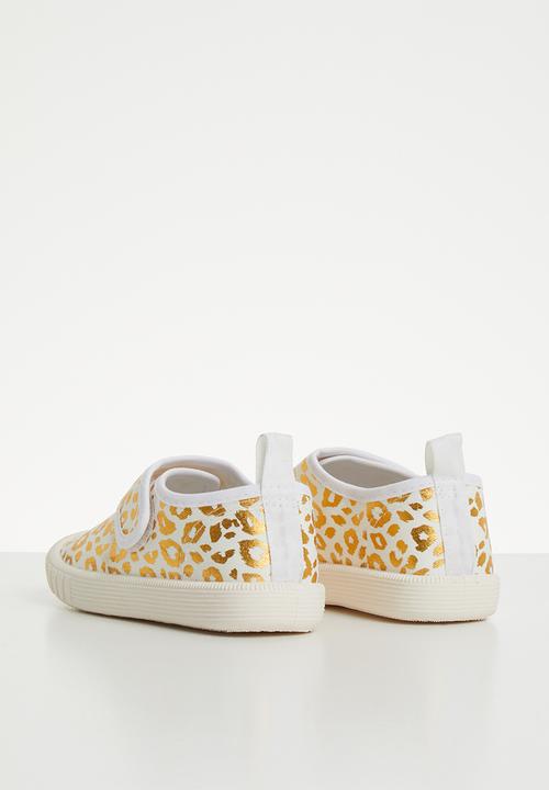 Pop Candy - Velcro strap sneaker - white &  gold