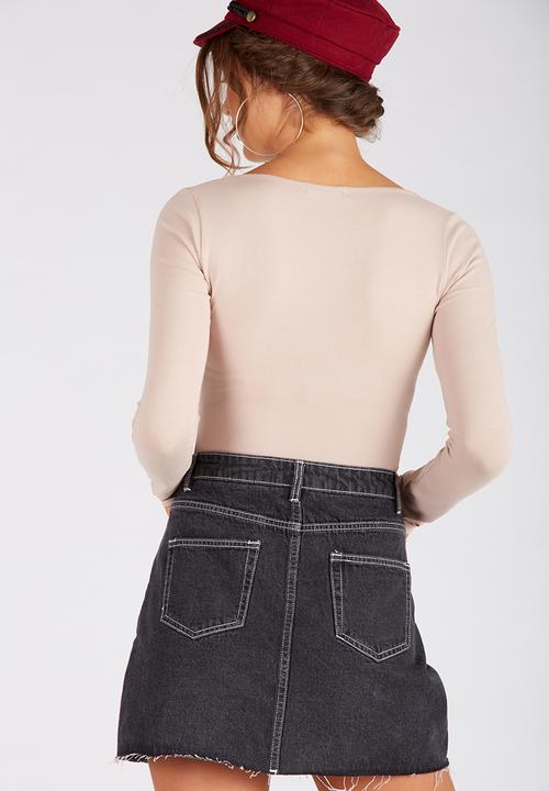 Supré  - Long sleeve scoop neck top-stone