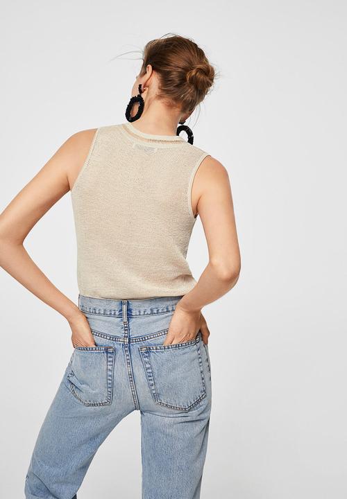 MANGO - Fine knit top - beige