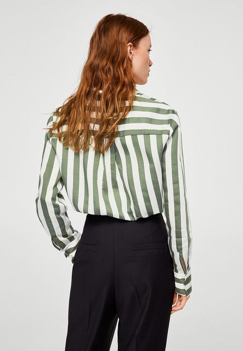 MANGO - Striped soft shirt - green