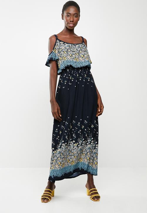 casual cold shoulder maxi dress