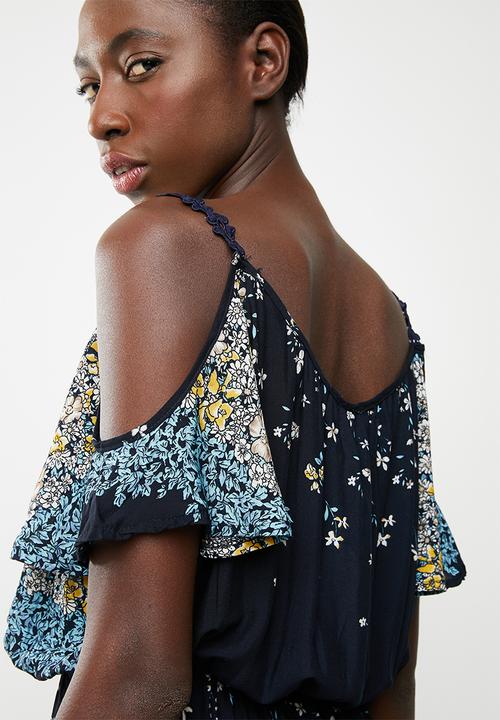 Revenge - Cold shoulder maxi dress - blue
