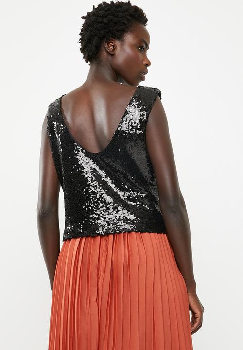 STYLE REPUBLIC - Sequin top - charcoal