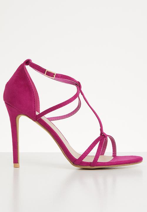 magenta strappy heels