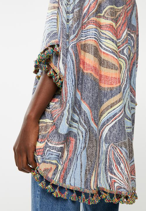 Revenge - Tassel detail printed tunic - blue