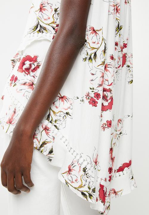 Revenge - Ruffle detail top - white
