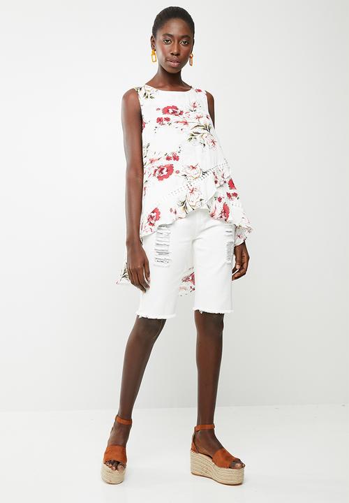 Revenge - Ruffle detail top - white