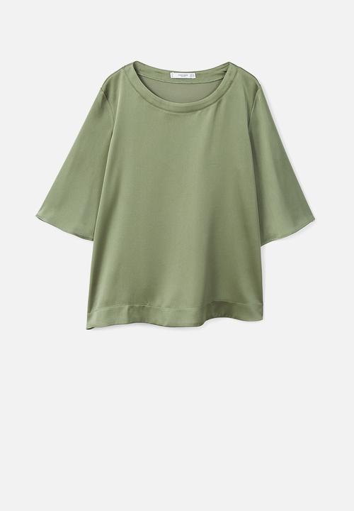 MANGO - Contrasting design T-shirt - green