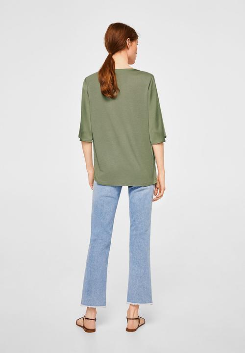 MANGO - Contrasting design T-shirt - green