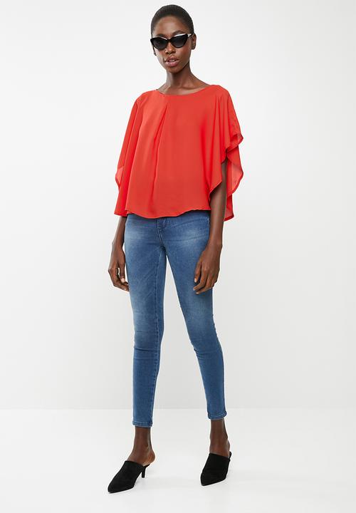 edit - Double layer blouse - red