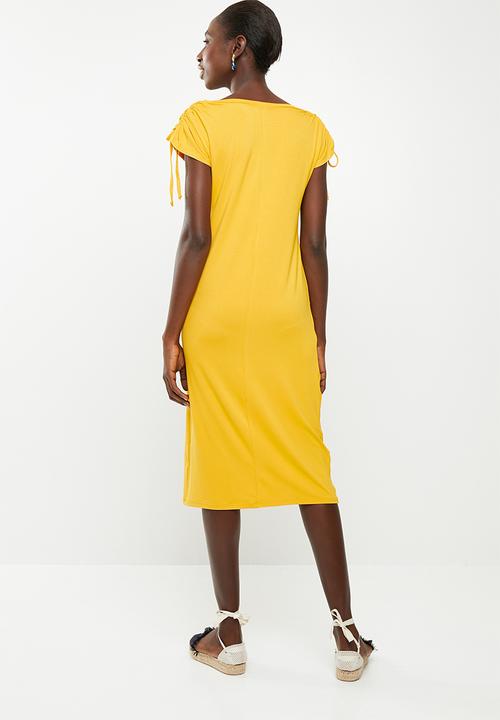 edit - Dress with draw cord sleeve - yellow