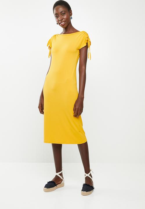 edit - Dress with draw cord sleeve - yellow