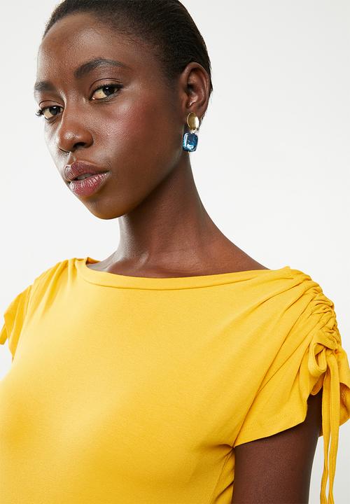 edit - Dress with draw cord sleeve - yellow