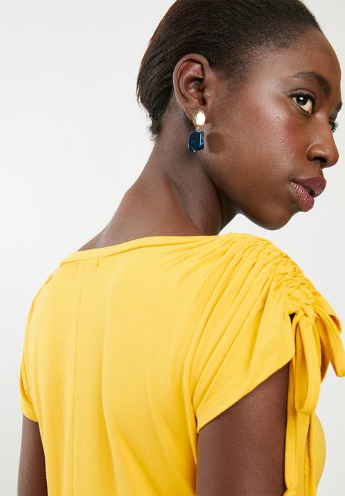 edit - Dress with draw cord sleeve - yellow