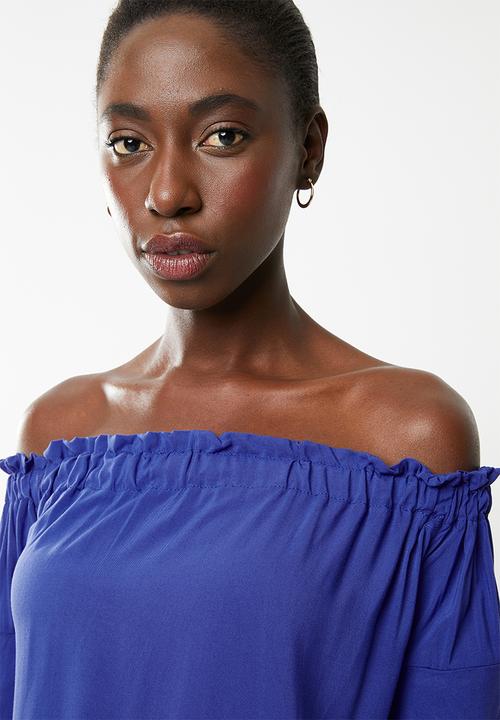 edit - Bardot 3/4 sleeve blouse - blue