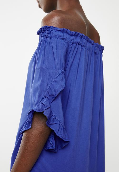edit - Bardot 3/4 sleeve blouse - blue