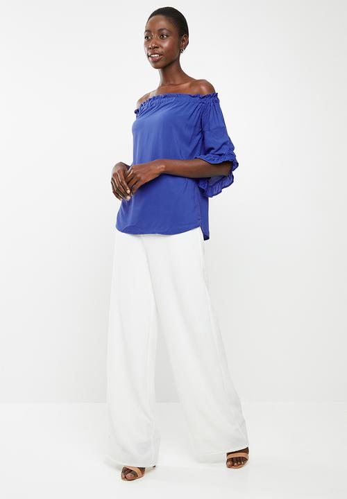 edit - Bardot 3/4 sleeve blouse - blue
