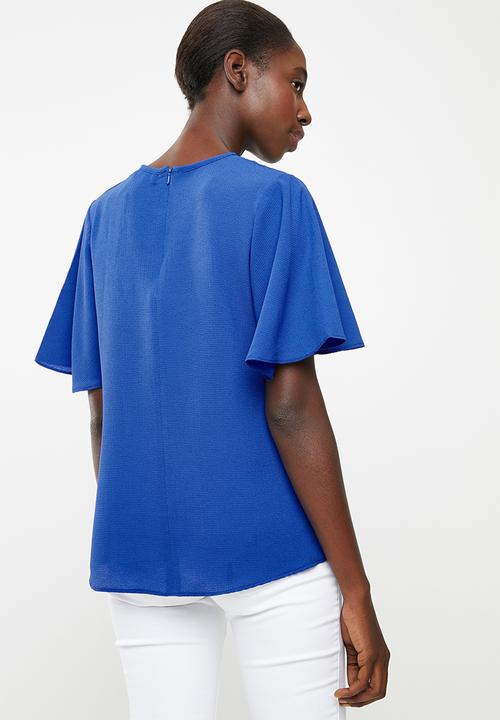 edit - Flutter sleeve blouse - blue